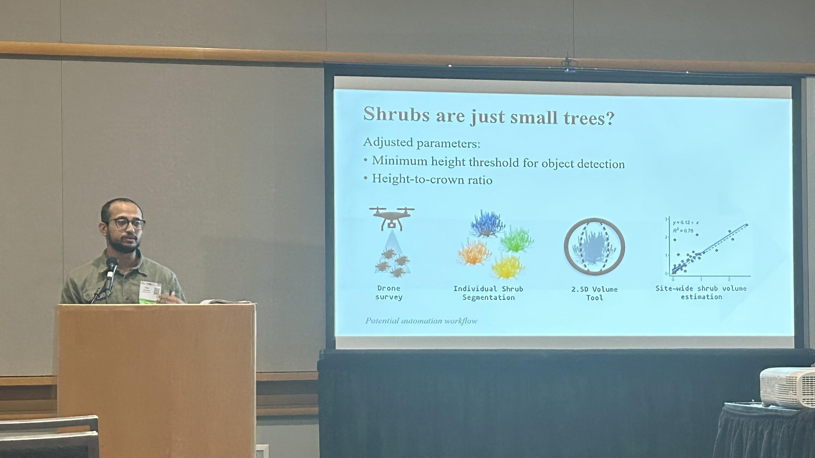 Presentation of shrub detection and segmentation workflow at ESA, Portland, 2023
